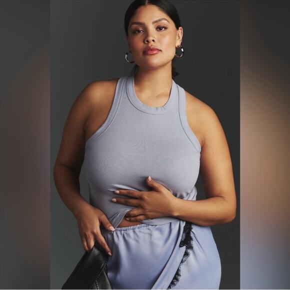 Anthropologie The Keeley Twofer Midi Dress in Periwinkle Blue Plus Size 3X - Picture 2 of 10